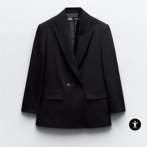 ZARA OVERSIZED SHOULDER PAD BLAZER - Black XS